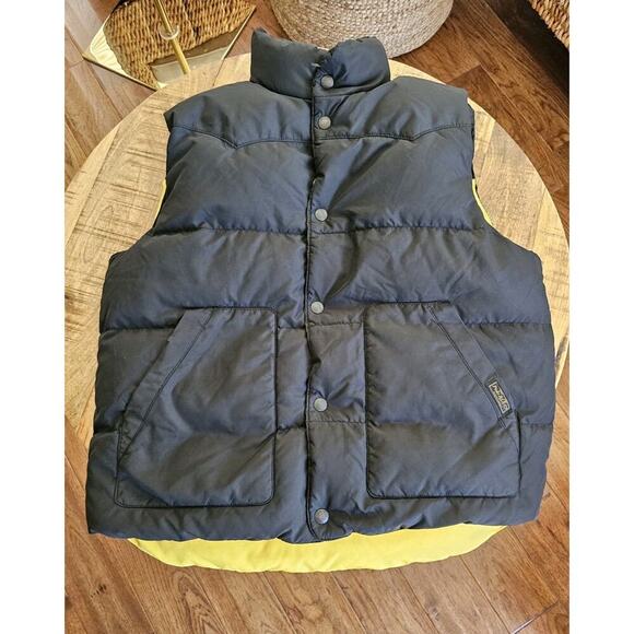 Vintage Polo Ralph Lauren Down Puffer Mens L Black Yellow Puffer Reversible - Picture 1 of 12